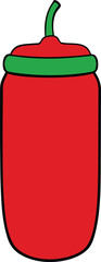Red Chili Jar Cartoon On Transparent Background