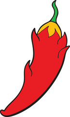 Red Chili Pepper Flame On Transparent Background