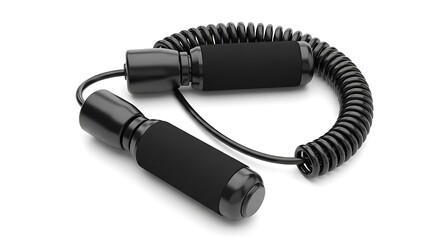Black coiled jump rope with comfortable handles