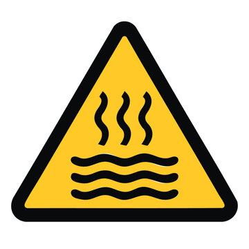 Warning hot liquids danger sign with waves and steam