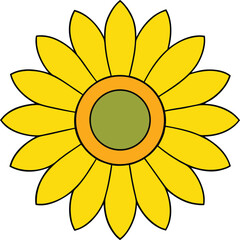 Yellow Sunflower Cartoon Icon On Transparent Background