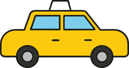 Yellow Taxi Cab Icon On Transparent Background