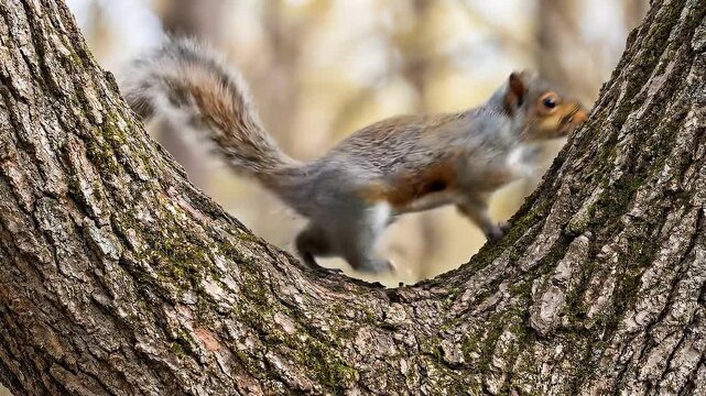 Eastern gray squirrel on a tree