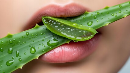 Aloe vera on lips