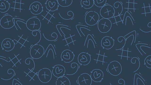 Doodle line art seamless pattern hand-drawn symbols abstract background texture, suitable for creative designs, digital backgrounds, web elements.