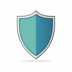 Iconic Shield Protection Design Divided Teal Blue Safety Symbol Defense Concept