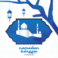 Islamic Greeting Cards with Modern Mosque, Crescent Moon, and Lantern Designs, Abstract Geometric Banner Templates, Holy Month Celebration Background Collection, Arabic Calligraphy.