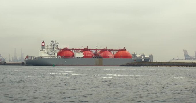 LNG liquefied natural gas ship terminal in the Port of Rotterdam