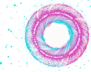 Abstract Neon Spiral Ring Colorful Energy Circle Isolated on Transparent Background