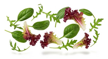 Fresh Greens: Assortment of vibrant and colorful leafy greens, capturing a refreshing mix for culinary and health purposes.