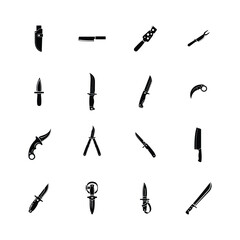set of silhouettes of tools