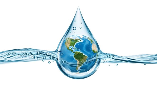 Earth encapsulated in a drop of water