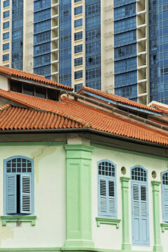 view of the upper level of a Shophouses on Syed Alwi Road In Little India, Singapore