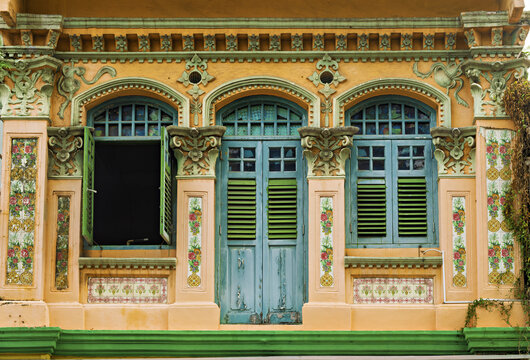 view of the upper level of a Shophouses on Syed Alwi Road In Little India, Singapore