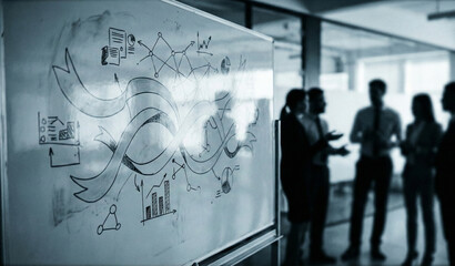 Subtle data ribbons in a corporate whiteboard