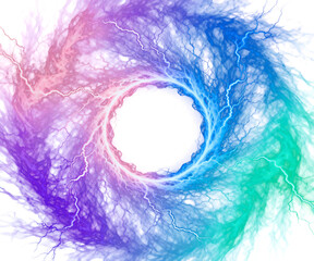 Abstract Neon Energy Vortex Ring Isolated on Transparent Background