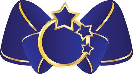 Blue Ribbon with Gold Stars and Circle