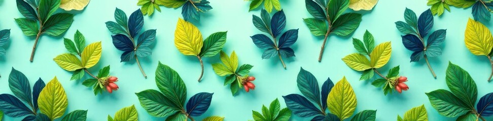Colorful backdrop featuring a repeating mint leaf clipart pattern , sweet, decoration, bright