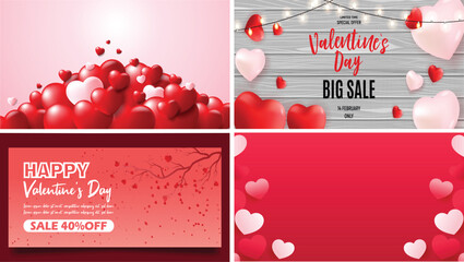 Valentines Day Sale Banner Background Set