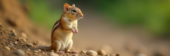 Obraz premium Gerbil standing on hind legs, alert and curious , white, small animal