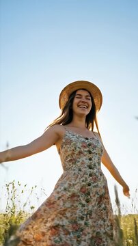 Joyful Meadow danicing woman summer feeling