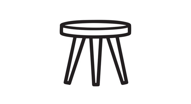 Simple three-legged stool illustration viewed from the front
