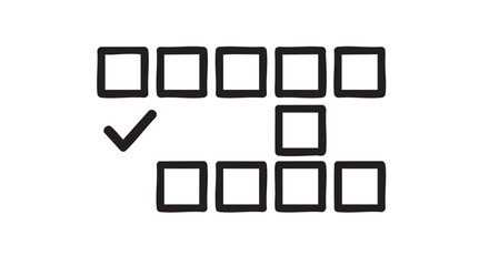 A simple checkbox grid with a checkmark on a clean white background viewed directly from the front