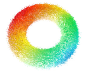 Colorful Abstract Furry Gradient Ring Isolated on Transparent Background
