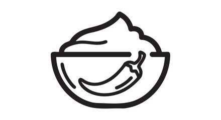 A bowl of creamy yogurt with a spoon, simple illustration, front view, kitchen setting, healthy snack