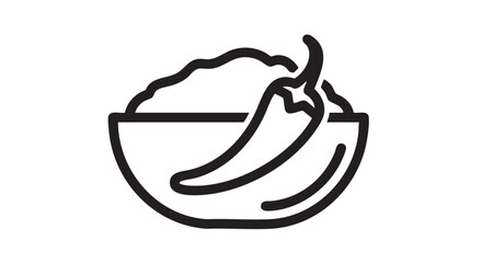 Simple line illustration of a banana in a bowl viewed from the side on a clean background