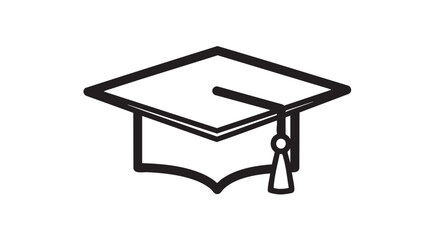 A simple black and line art illustration of a graduation cap viewed from the front showcasing academic achievement