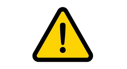 Yellow triangle warning sign with exclamation mark on isolated background