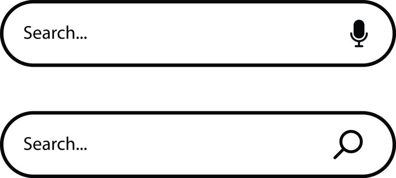 Search here. Search bar for ui. Search bar vector icons in flat design, isolated on transparent background. Vector illustration