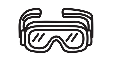 Simplified illustration of a diving mask viewed from the front with clean lines and minimal detail on a plain background