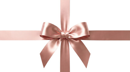 Fototapeta premium Rose gold satin ribbon bow with cross wrapping