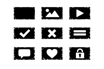 Distressed grunge user interface icons for web and mobile application development
