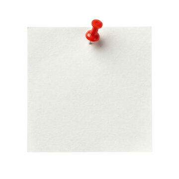 Blank white square paper memo with red pushpin