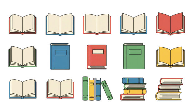 Minimal book clipart vector collection isolated on white