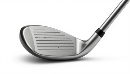 Golf swing action outdoor driving range sports equipment sunny environment close-up view golfing technique