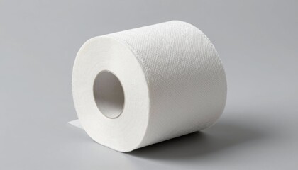 Fototapeta premium Essential bathroom supply single roll of soft white toilet paper minimalist design home environment top view hygiene concept