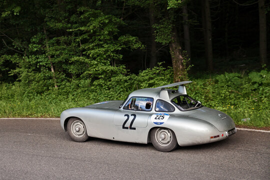racing car Mercedes Benz 300 SL W194 prototype (1952) in historical classic race Mille Miglia, May 21, 2016 in Passo della Futa (FI) Italy