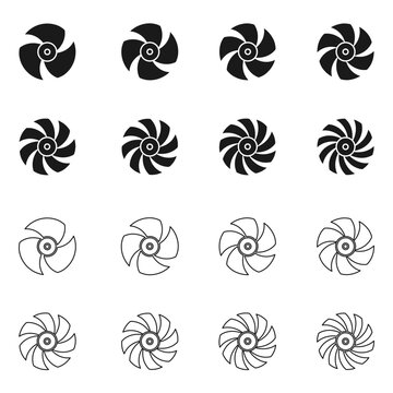 set of propeller icon 3 blade to 10 blade vector illustration isolated on white background.