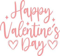 Fototapeta premium Happy Valentine’s Day typography text on plain white transparent isolated background for card, shirt, hoodie, sweatshirt, apparel, tag, mug, icon, poster or badge