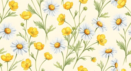 Yellow and green flowers arranged on a white background, creating a fresh, natural, and calm floral art composition.
