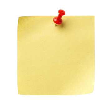 Yellow sticky note with red pushpin