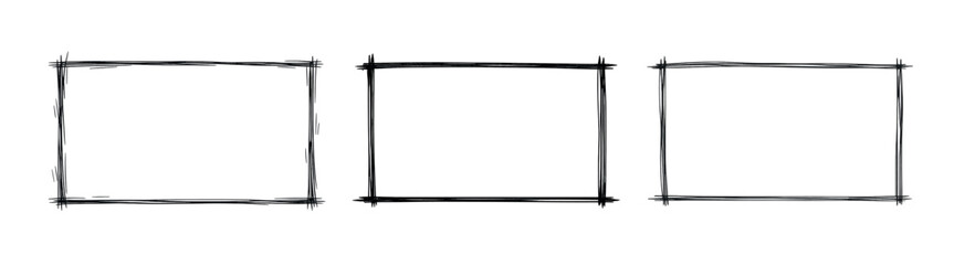 Hand drawn rectangle frame and border vector illustration set, editable sketch outline shapes, doodle graphic elements and simple artistic rectangle designs on transparent background © Виталий Опришко