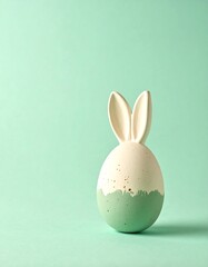 Obraz premium Easter bunny ceramic egg decoration with pastel colors and soft lighting minimalist spring holiday concept