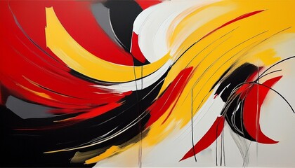 abstract art with bold brushstrokes in red yellow black and white