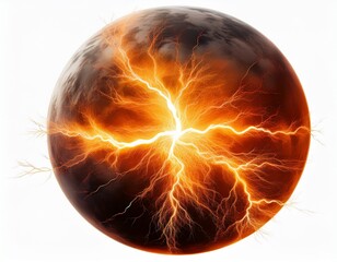 fiery electric storm nature overlay effect isolated on white background ai generated