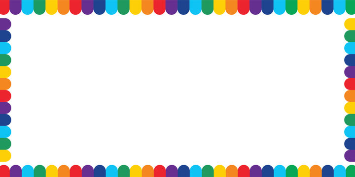 Colorful scallop frame border in seven rainbow colors,eps.10